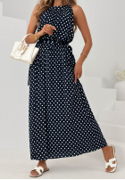Wiskozowa Kleid maxi w Punkte Sun & Dots Dunkelblau