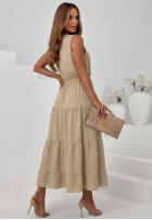 Kleid maxi na ramiączkach z falbankami Sunwave Fuchsia