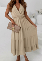 Kleid maxi na ramiączkach z falbankami Sunwave Fuchsia