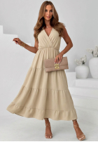 Kleid maxi na ramiączkach z falbankami Sunwave Fuchsia