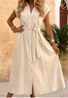 Koszulowa Kleid mini z paskiem Sandy Babe Beige
