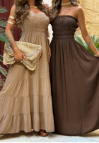 Wiskozowa Kleid maxi bez ramiączek Calma Schokoladenbraun