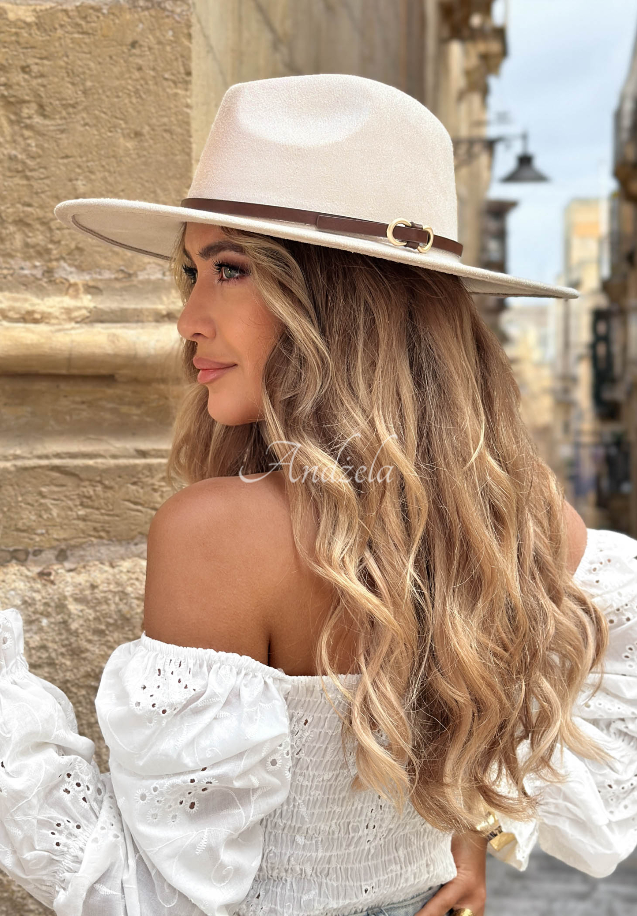 Wildlederhut mit Riemen Tropical Dreamer Beige