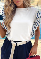 T-Shirt z falbankami w paski Sea Sail Weiß