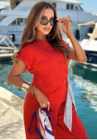 Set Bluse z wiązaną apaszką i Hose Sunny Dreams Mokkafarben