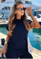 Set Bluse z wiązaną apaszką i Hose Sunny Dreams Mokkafarben
