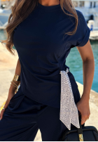Set Bluse z wiązaną apaszką i Hose Sunny Dreams Mokkafarben