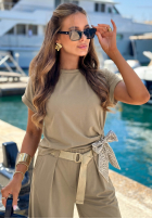 Set Bluse z wiązaną apaszką i Hose Sunny Dreams Mokkafarben