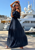 Sukienka maxi Kleid im spanischen Stil z falbankami Santa Ritta Weiß