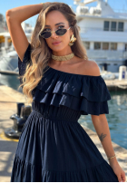 Sukienka maxi Kleid im spanischen Stil z falbankami Santa Ritta Weiß