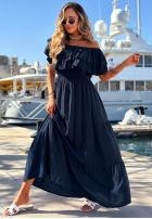 Sukienka maxi Kleid im spanischen Stil z falbankami Santa Ritta Weiß