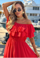 Sukienka maxi Kleid im spanischen Stil z falbankami Santa Ritta Weiß