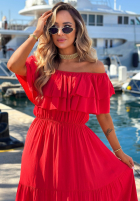 Sukienka maxi Kleid im spanischen Stil z falbankami Santa Ritta Weiß
