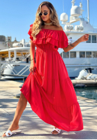 Sukienka maxi Kleid im spanischen Stil z falbankami Santa Ritta Weiß