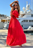 Sukienka maxi Kleid im spanischen Stil z falbankami Santa Ritta Weiß
