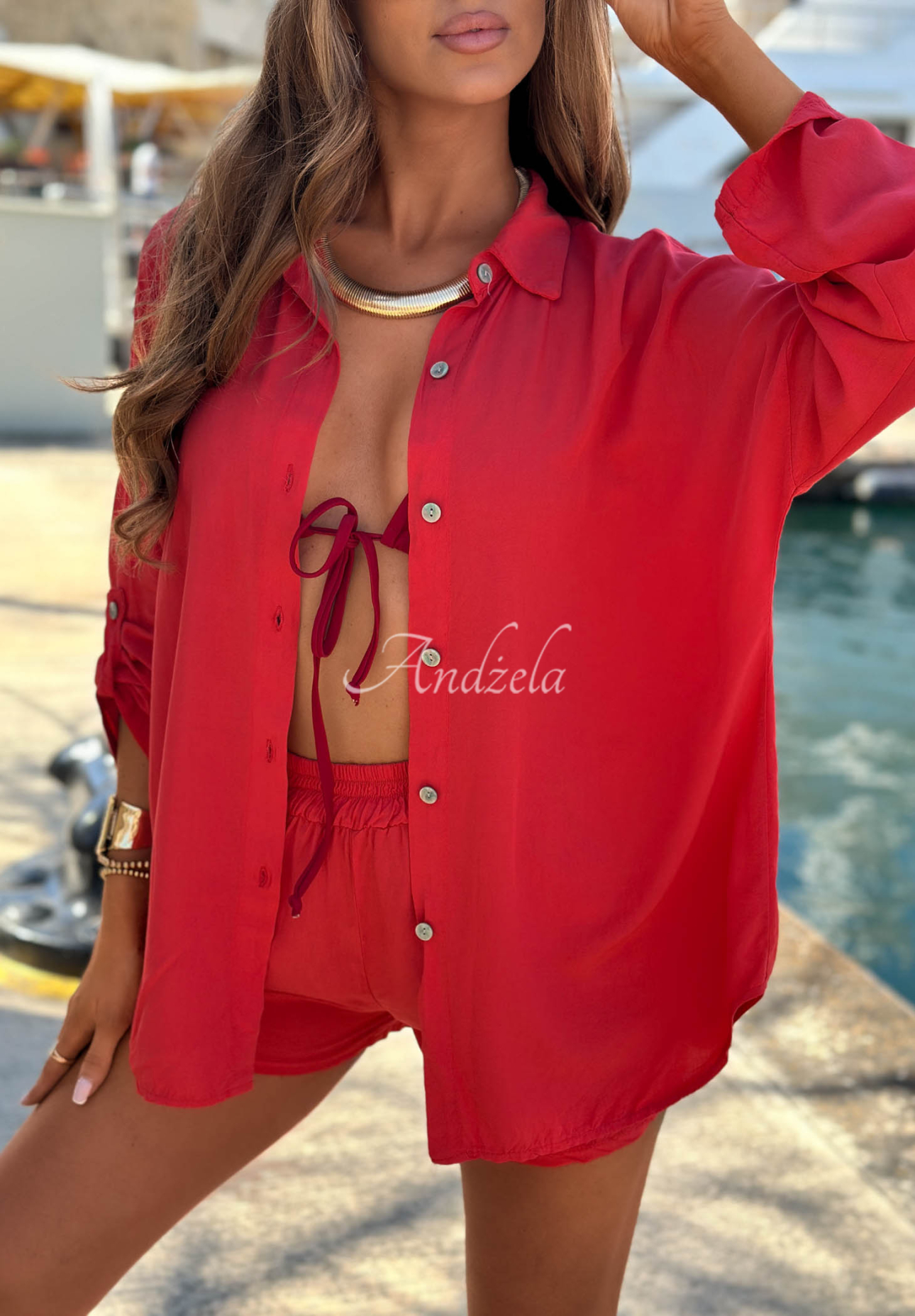 Viskoseset Hemd und Shorts Summer Essence Rot