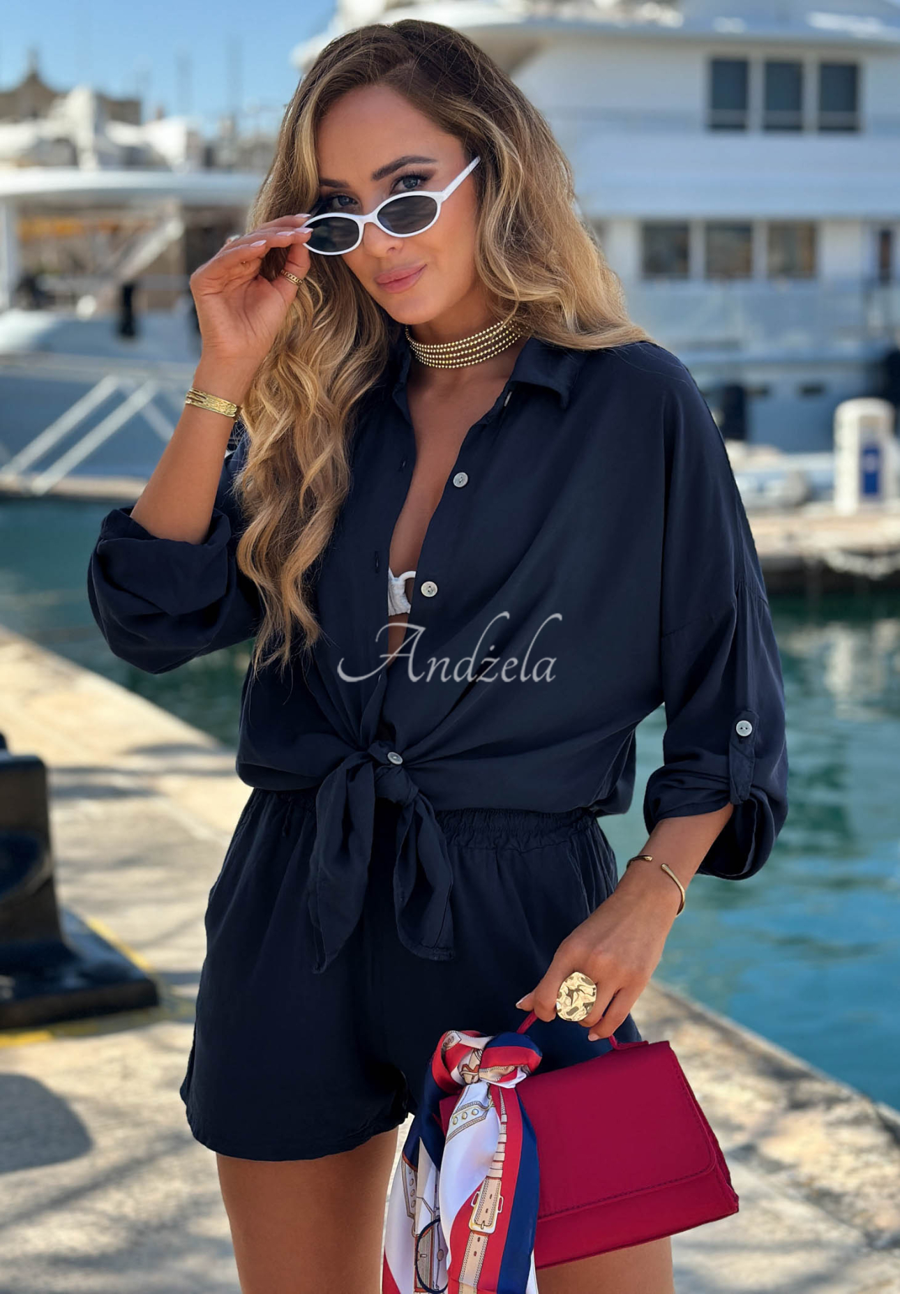 Viskoseset Hemd und Shorts Summer Essence Dunkelblau