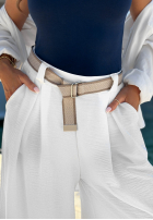 Material Hose wide leg z paskiem Summer Aura Pistaziengrün