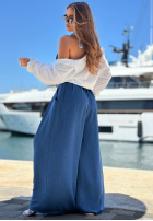 Material Hose wide leg z paskiem Summer Aura Pistaziengrün