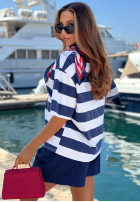 T-Shirt w paski Marine Life biało-Dunkelblau