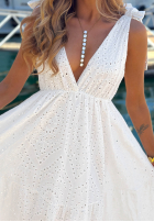 Ażurowa Kleid maxi na ramiączkach boho Sun Essence Weiß