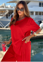 Set wiązana Bluse i Hose wide leg Elite Holiday Rot