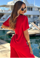 Set wiązana Bluse i Hose wide leg Elite Holiday Rot