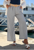Material Hose wide leg w paski El Marino biało-Blau