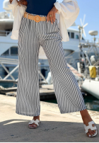 Material Hose wide leg w paski El Marino biało-Blau