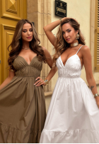 Bawełniana Kleid midi na ramiączkach Sunset Lagoon Camel