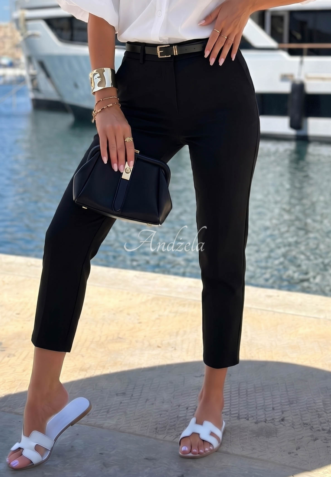 Baumwoll-Zigarettenhosen Sunny Bari Schwarz