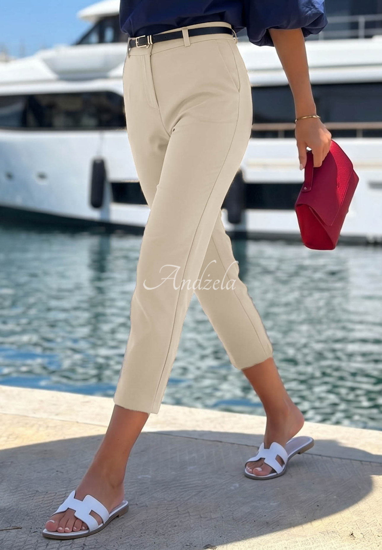 Baumwoll-Zigarettenhosen Sunny Bari Beige