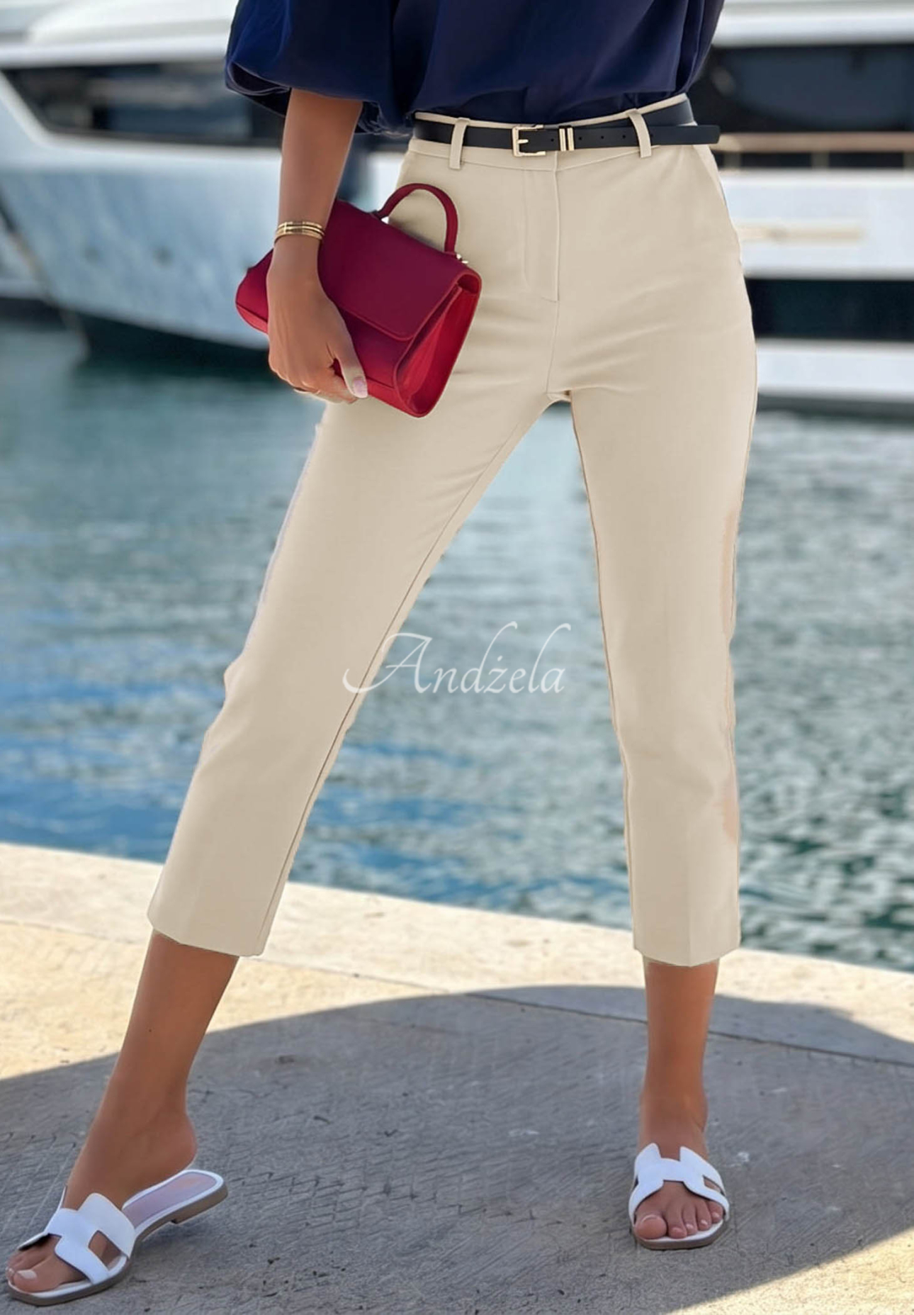 Baumwoll-Zigarettenhosen Sunny Bari Beige