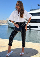 Bawełniane Hose Chinohose w Punkte Sunny Bari Schwarz
