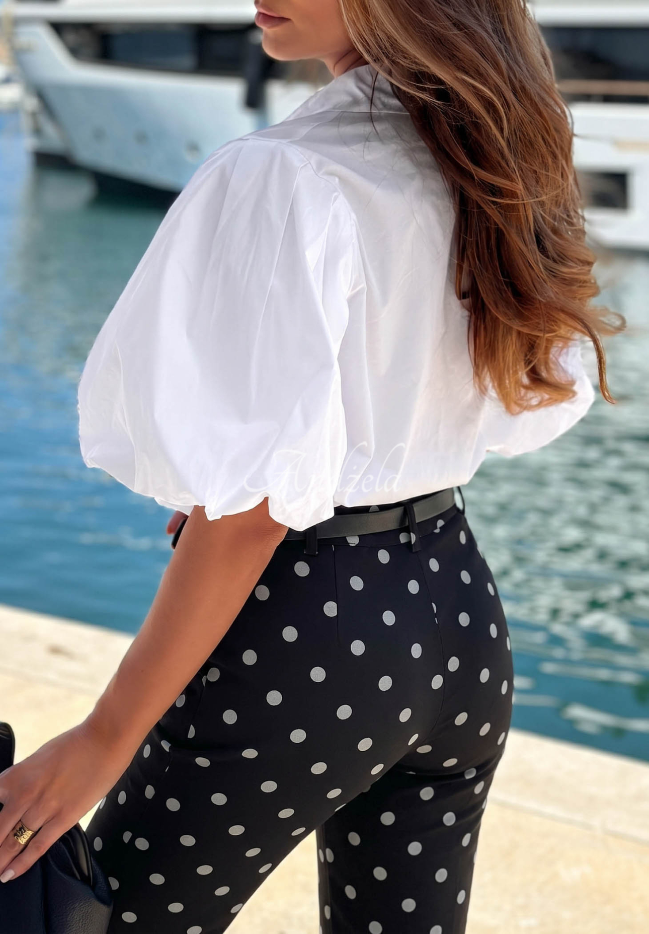 Zigarettenhose aus Baumwolle mit Punkten Sunny Bari Schwarz