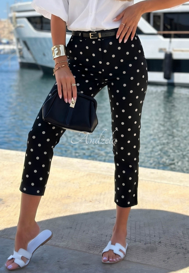 Zigarettenhose aus Baumwolle mit Punkten Sunny Bari Schwarz