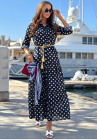 Koszulowa Kleid w Punkte Summer Dots Dunkelblau