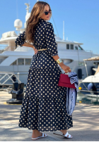 Koszulowa Kleid w Punkte Summer Dots Dunkelblau