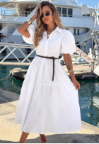 Koszulowa Kleid maxi z bufkami Summer Light Dunkelblau