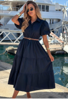 Koszulowa Kleid maxi z bufkami Summer Light Dunkelblau