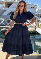 Koszulowa Kleid maxi z bufkami Summer Light Dunkelblau