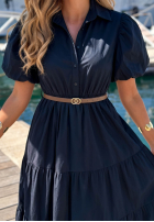 Koszulowa Kleid maxi z bufkami Summer Light Dunkelblau