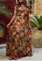 Wzorzysta Kleid maxi Fine Sun camelowo-Türkis