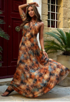 Wzorzysta Kleid maxi Fine Sun camelowo-Türkis