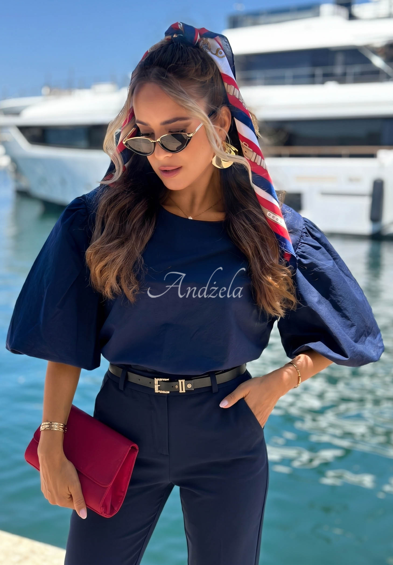 Baumwoll-Zigarettenhosen Sunny Bari Dunkelblau