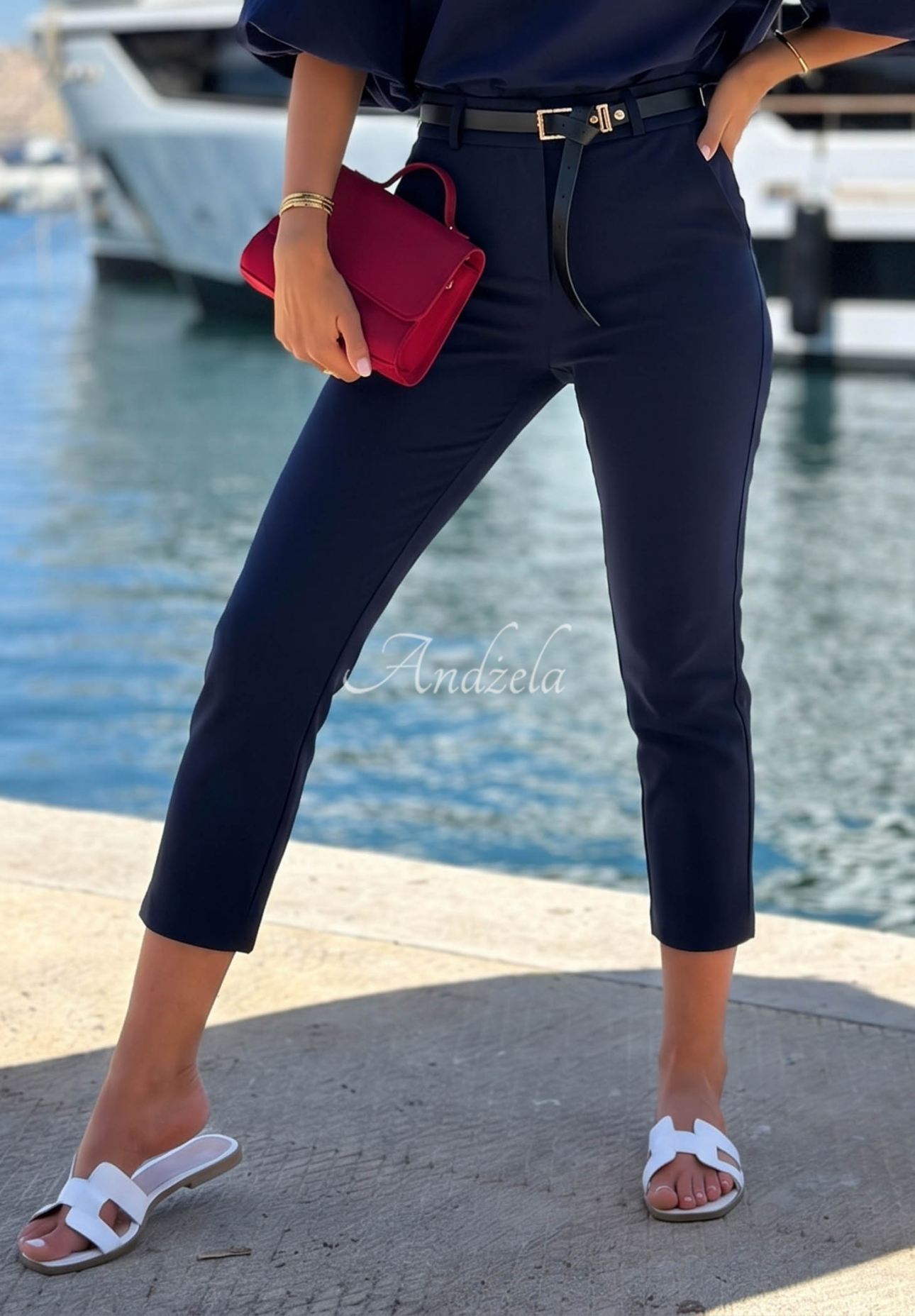 Baumwoll-Zigarettenhosen Sunny Bari Dunkelblau