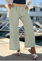 Material Hose wide leg w paski El Marino biało-Blau