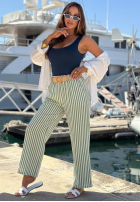 Material Hose wide leg w paski El Marino biało-Blau