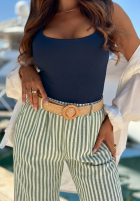 Material Hose wide leg w paski El Marino biało-Blau