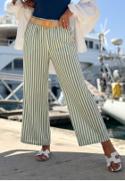 Material Hose wide leg w paski El Marino biało-Blau